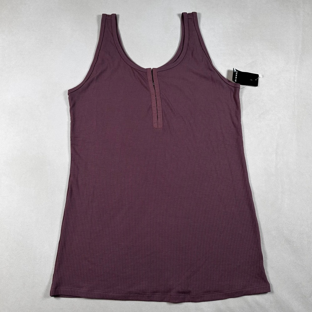 Torrid Tank Top Women 1X Super Soft Rib Hook and Eye Rose Taupe Sleeveless 14-16